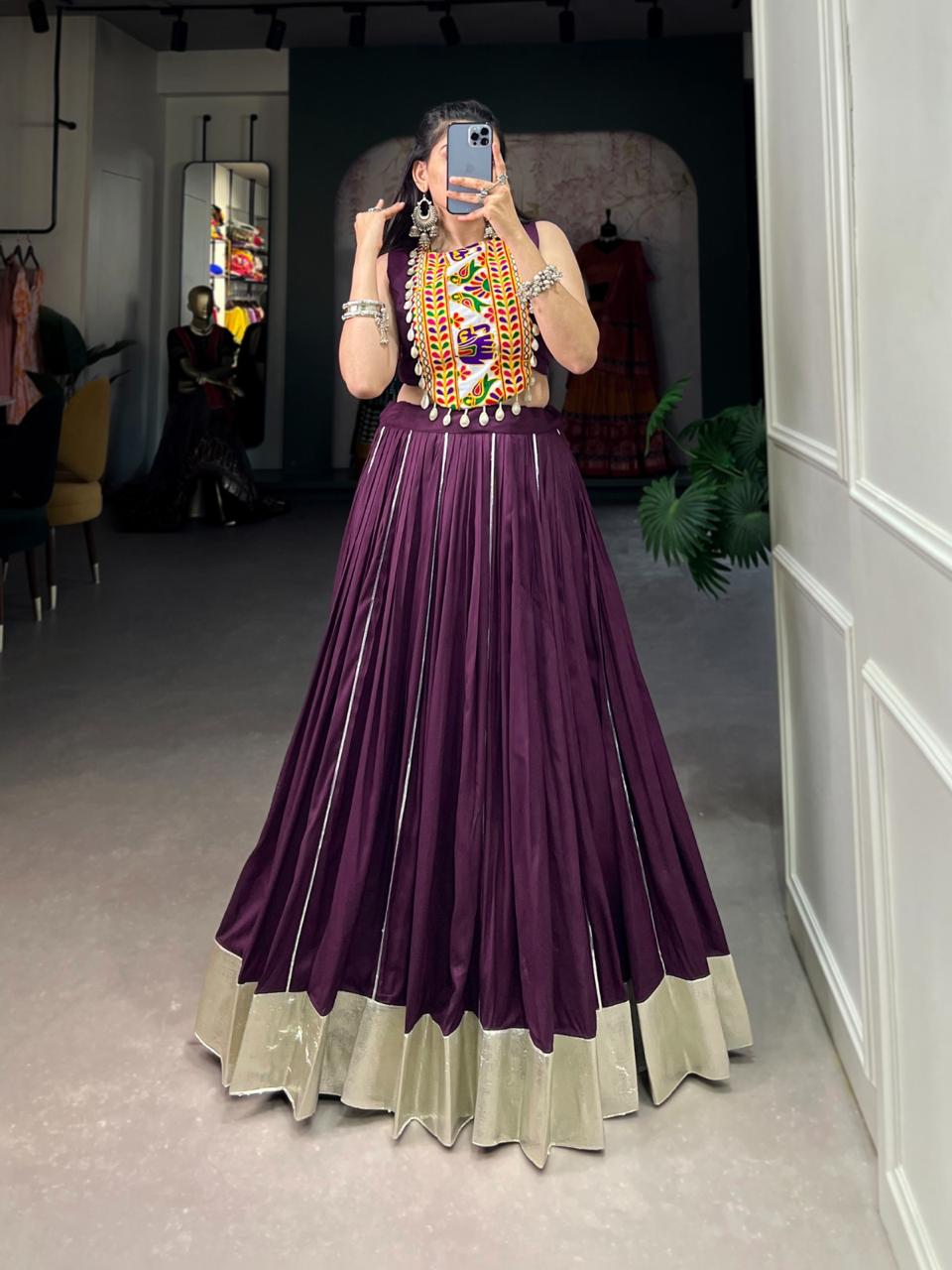 Wine Purple Designer Chaniya Choli with Multicolor Embroidered Jacket Blouse
