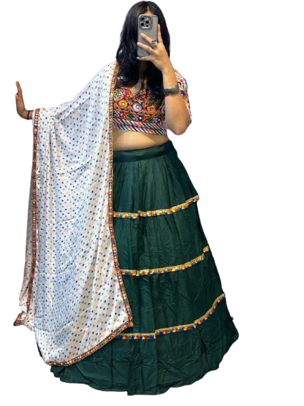 Traditional Green Navratri Lehenga Choli Set with dupatta