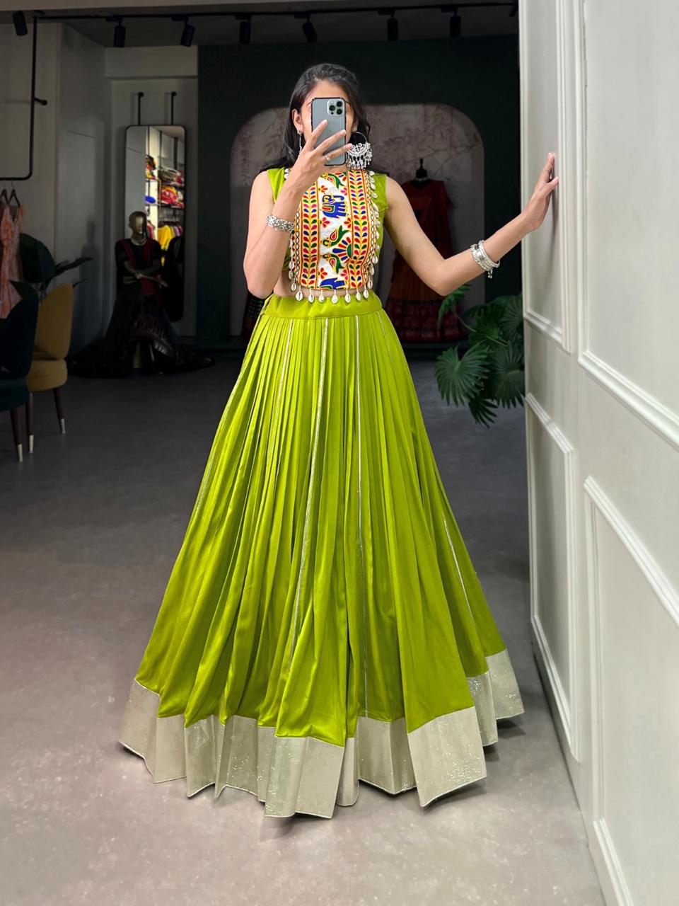 Lime Green Flared Anarkali Gown – Festive Fusion Wear